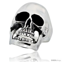 Sterling silver skull ring 1 1 8 in long thumb200