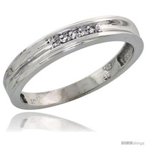 Size 10 - 10k White Gold Ladies&#39; Diamond Wedding Band, 1/8 in wide -Style  - £145.02 GBP