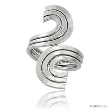 Size 8.5 - Sterling Silver Wire Wrap Ring Triple C Swirl Handmade, 1 5/16 in  - £36.86 GBP