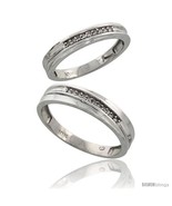 Size 6 - 10k White Gold Diamond 2 Piece Wedding Ring Set His 5mm &amp; Hers ... - £392.03 GBP