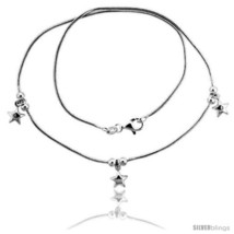 Length 7 - Sterling Silver Necklace / Bracelet with Three 1/4in  Star  - $52.44