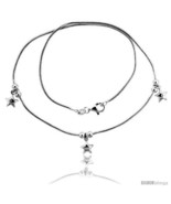 Length 7 - Sterling Silver Necklace / Bracelet with Three 1/4in  Star  - £41.23 GBP