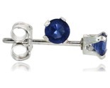 Ilver brilliant cut cubic zirconia stud earrings 3 mm sapphire blue color 1 4 cttw thumb155 crop