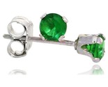 Ilver brilliant cut cubic zirconia stud earrings 3 mm emerald green color 1 4 cttw thumb155 crop
