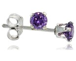 Ver brilliant cut cubic zirconia stud earrings 3 mm amethyst purple color 1 4 cttw thumb155 crop