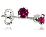Ing silver brilliant cut cubic zirconia stud earrings 3 mm ruby red color 1 4 cttw thumb155 crop