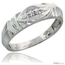 Size 11.5 - 10k White Gold Men&#39;s Diamond Wedding Band, 1/4 in wide -Style  - £218.47 GBP