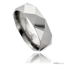 Size 10.5 - Titanium 8mm Faceted Wedding Band Ring  - £61.88 GBP