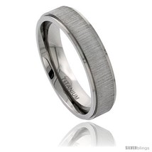 Size 7.5 - Titanium 6mm Flat Wedding Band Ring Brushed center Recessed Edges  - £61.55 GBP