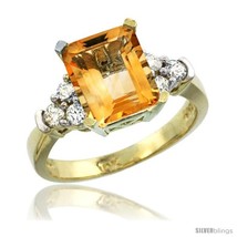 Size 8.5 - 10k Yellow Gold Ladies Natural Citrine Ring Emerald-shape 9x7  - £639.65 GBP