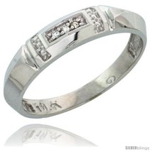 Size 10 - 10k White Gold Ladies&#39; Diamond Wedding Band, 5/32 in wide -Style  - £152.63 GBP