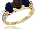 10k yellow gold natural garnet lapis sides ring 3 stone oval 7x5 mm diamond accent thumb155 crop