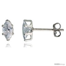 Sterling Silver Cubic Zirconia Stud Earrings 1/2 cttw Marquise  - $7.06