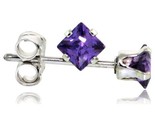 Ing silver color cubic zirconia stud earrings 3 mm amethyst square purple 1 5 cttw thumb155 crop