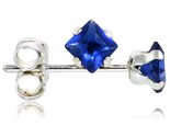 Rling silver color cubic zirconia stud earrings 3 mm sapphire blue square 1 5 cttw thumb155 crop
