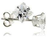 Sterling silver princess cut cubic zirconia stud earrings 3 4 cttw thumb155 crop