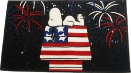 Kitchen Rug(17&quot;x28&quot;)PATRIOTIC,PEANUTS Snoopy Dog On Usa Flag,July 4 Fireworks,Nr - £19.35 GBP