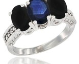 Old natural blue sapphire black onyx sides ring 3 stone 7x5 mm oval diamond accent thumb155 crop