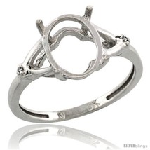 Size 5.5 - 10k White Gold Semi-Mount ( 10x8 mm ) Oval Stone Ring w/ 0.007 Carat  - $280.83