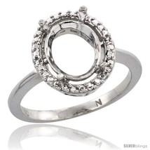 Size 8.5 - 10k White Gold Semi-Mount ( 10x8 mm ) Oval Stone Ring w/ 0.098 Carat  - $383.38