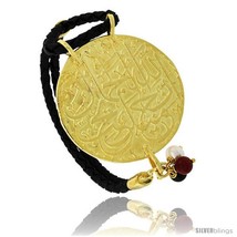 Od gold plated black braided leather bracelet tri colored beads 1 11 16 in diameter 7 5 thumb200