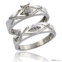 Size 6.5 - Sterling Silver Ladies&#39; 2-Piece Diamond Engagement Wedding Ring Set  - £107.48 GBP
