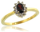 10k yellow gold diamond halo garnet ring 0 25 ct oval stone 5x3 mm 5 16 in wide thumb155 crop