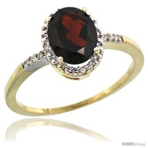 Size 7 - 10k Yellow Gold Diamond Garnet Ring 1.17 ct Oval Stone 8x6 mm, 3/8 in  - £244.39 GBP