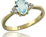 14k yellow gold ladies natural aquamarine ring oval 7x5 stone diamond accent thumb155 crop
