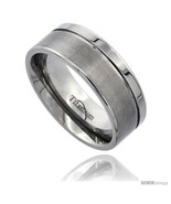 Size 8.5 - Titanium 8mm Flat Wedding Band Ring Matte Finish one Polished  - £60.59 GBP