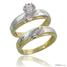 Size 8.5 - 10k Yellow Gold Diamond Engagement Rings Set 2-Piece 0.06 cttw  - £405.80 GBP