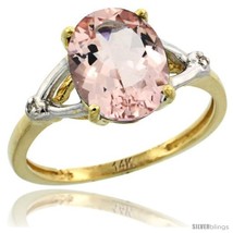 Size 9 - 14k Yellow Gold Diamond Morganite Ring 2.4 ct Oval Stone 10x8 mm, 3/8  - £627.58 GBP