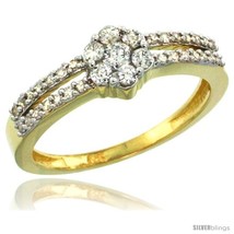 Size 6.5 - 10k Gold Flower Cluster Diamond Engagement Ring w/ 0.37 Carat  - £491.67 GBP