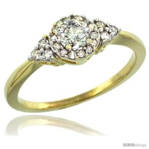 Size 8.5 - 10k Gold Cluster Diamond Engagement Ring w/ 0.49 Carat Brilliant Cut  - £679.89 GBP