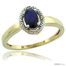 Size 10 - 10k Gold ( 6x4 mm ) Halo Engagement Created Blue Sapphire Ring w/  - £200.95 GBP