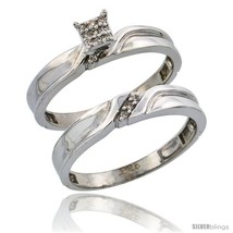 Size 9.5 - Sterling Silver Ladies&#39; 2-Piece Diamond Engagement Wedding Ring Set  - £93.80 GBP