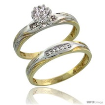 Size 8 - 10k Yellow Gold Diamond Engagement Rings Set 2-Piece 0.09 cttw  - £310.71 GBP