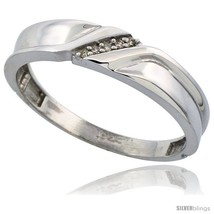 Size 13 - Sterling Silver Men's Diamond Wedding Band Rhodium finish, 3/16 in  - $69.26