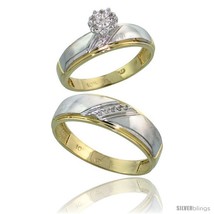 Size 8 - 10k Yellow Gold Diamond Engagement Rings 2-Piece Set for Men and Women  - £456.92 GBP