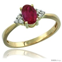 14k yellow gold ladies natural ruby ring oval 7x5 stone diamond accent thumb200