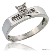 Size 5.5 - Sterling Silver Diamond Engagement Ring Rhodium finish, 3/16 in wide  - £53.37 GBP