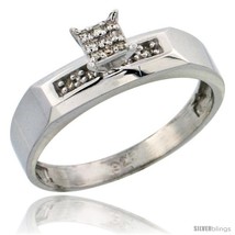 Size 6 - Sterling Silver Diamond Engagement Ring Rhodium finish, 3/16 in wide  - £53.63 GBP