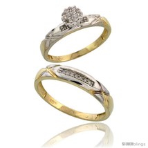 Size 10 - 10k Yellow Gold Diamond Engagement Rings 2-Piece Set for Men and  - £339.24 GBP