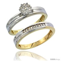 Size 5.5 - 10k Yellow Gold Diamond Engagement Rings Set 2-Piece 0.07 cttw  - £371.35 GBP