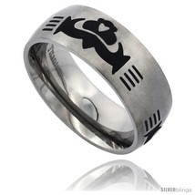 Size 10 - Titanium 8mm Dome Wedding Band Ring Black Laser Etched Tribal Celtic  - $77.00