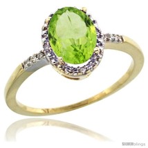 Size 10 - 10k Yellow Gold Diamond Peridot Ring 1.17 ct Oval Stone 8x6 mm, 3/8  - £243.77 GBP