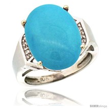 Size 5 - 14k White Gold Diamond Sleeping Beauty Turquoise Ring 9.7 ct Large  - £1,028.49 GBP