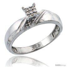 Size 10 - Sterling Silver Diamond Engagement Ring Rhodium finish, 3/16 in wide  - £55.35 GBP