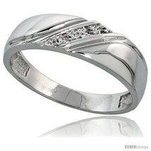 Sterling silver mens diamond wedding band rhodium finish 1 4 in wide style ag010mb thumb200