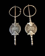 Morocco -Antique Berber pair of Fibules with ancient Moroccan silver coi... - $185.00